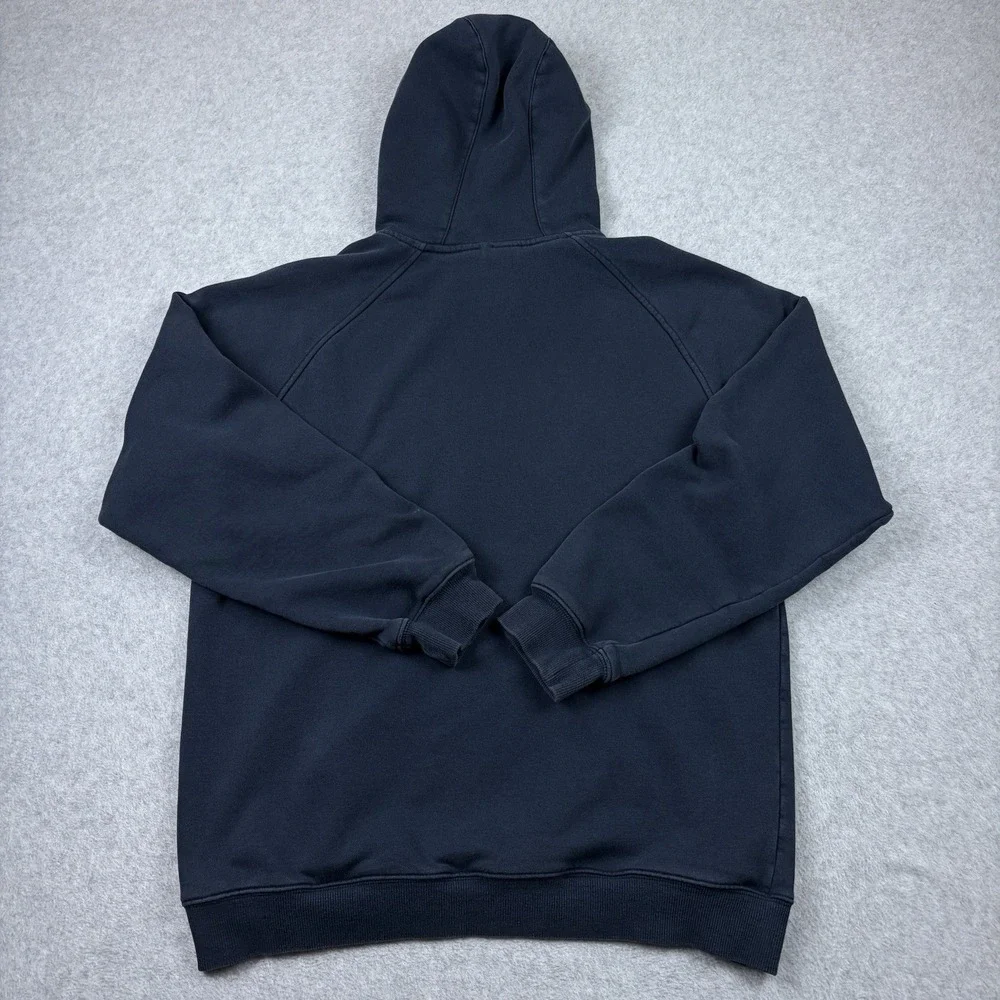 Adidas‎ Hoodie Mens Large Blue Embroidered Logo Distressed Grunge Pullover Y2K